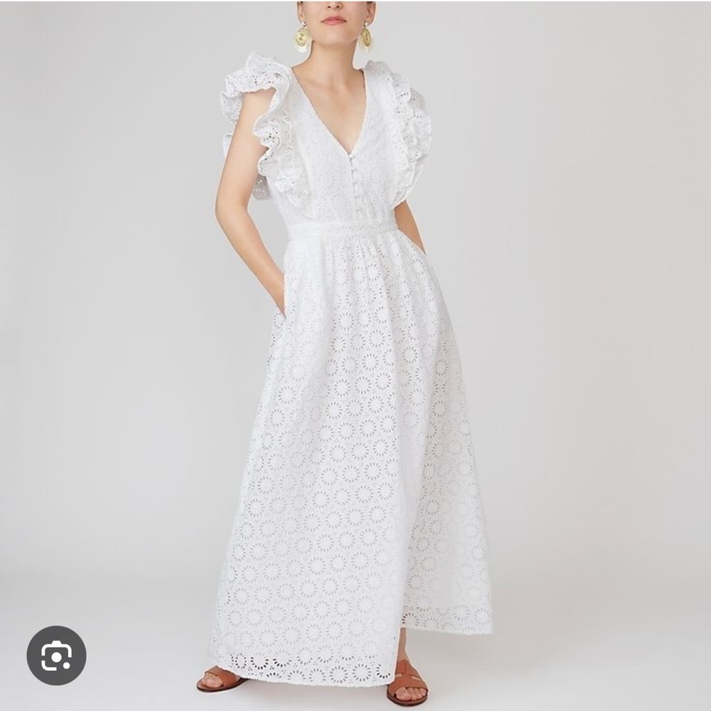 J. Crew Ruffle Sleeve Maxi Dress in Eyelet Lace New with Tags!